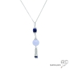 pierre bleue calcédoine lapis-lazuli ras de cou femme argent avec pendentif bleu fait à la main sur mesure