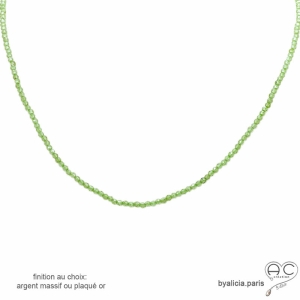 Péridot collier ras de cou fin chaine en  pierre naturelle verte fait main création by Alicia