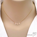 Collier fin cristal de roche, plaqué or, ras de cou, bohème chic, fait man, création by Alicia