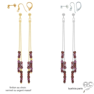 pierre gernat boucles d'oreilles en argent ou vermeil et pierre naturelle rouge femme fines fait main sur mesure en France