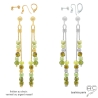 pierre grenat verte boucles d'oreilles pendantes femme pierre naturelle vert brun argent ou vermeil fabriqué à la main en France