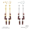 Boucles d'oreilles femme rubis brun argent ou vermeil fines pendantes fait main en France création by Alicia