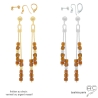 pierre grenat hessionite boucles d'oreilles femme pierre naturelle marron argent ou vermeil fabriqué à la main en France