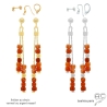 pierre cornaline boucles d'oreilles pierre orange femme en argent ou vermeil artisanal fabriqué à la main en France