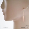 Boucles d'oreilles femme pierre de lune abricot fines longues couleur nude artisanales fait main création by Alicia