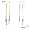 pierre tanzanite boucles d'oreilles bleu lavande longues femme en argent ou vermeil artisanal fabriqué à la main en France