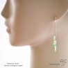 boucles d'oreilles longues vertes femme pierre chrysoprase boucles fines pendantes fait sur mesure