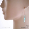 pierre amazonite boucles d'oreilles femme vermeil ou argent longues raffinées délicates créateur fait à la main en France