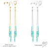 boucles d'oreilles bleu azure femme longues discréte fines pierre naturelle amazonite fait sur mesure en France