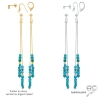 pierre apatite boucles d'oreilles femme vermeil ou argent pierre bleue longues délicates créateur fait à la main en France