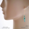 boucles d'oreilles turquoise femme longues discréte fines en pierre naturelle fait à la main sur mesure en France