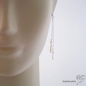 boucles d'oreilles créateur artisanales en perles de culture et argent fabriqué à la main en France