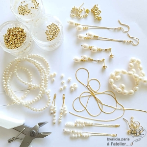 bijoux créateur pour une mariée en perles de culture et vermeil boucles d'oreilles fabrique à la main à l'atelier en France