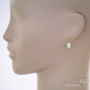 pierre jade boucles d'oreilles vertes femme délicates pendantes fait main sur mesure en France