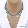 bijoux collier ras de cou femme en pierre naturelle amazonite fabriqué à la main sur mesure en France