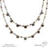 ras de cou femme agate botswana avec pampilles gouttes en quartz fumé, collier fait main en France