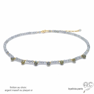 collier pampilles gouttes en labradorite ras de cou femme