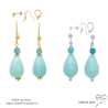 boucles d'oreilles pendantes raffinées en amazonite argent ou plaqué or fait sur mesure