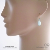 pierre amazonite boucles d'oreilles plaqué or femme pendantes fabriqué à la main en France