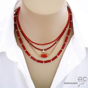 bijoux artisanaux en cornaline collier ras de cou choker femme fabriqué à la main en France