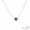 pierre quartz fumé ras de cou choker femme pierre naturelle marron et plaqué or fait main sur mesure en France