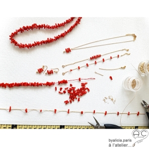 bijoux créateur en corail rouge véritable fabriqué à la main sur mesure à l'atelier en France