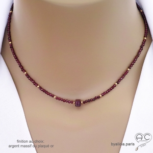 ras de cou choker en grenat collier pierre rouge bordeaux femme délicat raffiné fait à la main création by Alicia