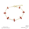 Bracelet avec corail véritable rouge, bâtonnets parsemée sur une chaîne fine, fait main, création by Alicia