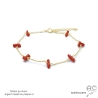 bracelet rouge femme en corail véritable sur une chaîne fine argent ou plaqué or fait main sur mesure en France