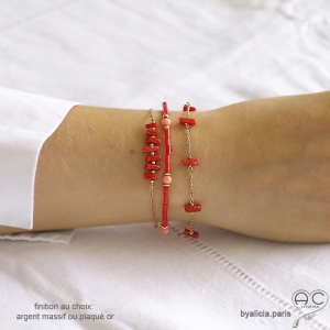 bijoux créateur bracelet rouge en corail véritable fabriqué à la main en France