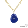 lapis lazuli et plaqué or grand pendentif artisanal unique raffiné