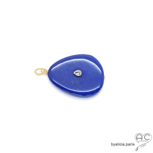 pierre lapis lazuli grand pendentif bleu fait à la main en France