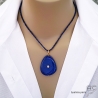 grand pendentif bleu en lapis lazuli avec petit brillant fait main sur mesure en France