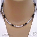 Collier en calcédoine bleue et saphir d\'eau, plaqué or ou argent, création by Alicia