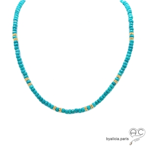 turquoise collier ras de cou femme raffiné fabriqué à la main en France