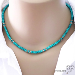 pierre turquoise collier ras du cou choker femme fabriqué à la main en France