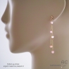 boucles d'oreilles rose femme longues fines pierre naturelle opale rose fait main sur mesure en France