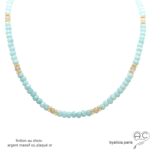 ras de cou en pierre amazonite et vermeil collier vert claire femme fait à la main sur mesure en France