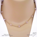 Collier, sautoir, améthyste cube parsemée sur une chaîne fine plaqué or ou argent, pierre naturelle, création by Alicia