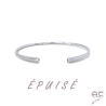 Bracelet jonc ouvert, zirconium brillant, argent 925 rhodié, femme