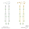 boucles d'oreilles vert claire femme longues fines pierre naturelle préhnite fait main sur mesure en France