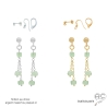 pierre préhnite boucles d'oreilles vert claire femme plaqué or ou argent raffinées délicates fait à la main en France