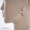 boucles d'oreilles noires femme courtes discréte fines pierre naturelle spinelle noire fait sur mesure en France