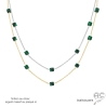 collier vert femme pierre malachite sur une chaîne fine argent ou plaqué or fait main sur mesure en France