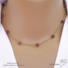 ras de cou choker rose femme chaîne fine plaqué or avec tourmaline rose fait à la main en France