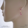 boucles d'oreilles rose framboise femme courtes discréte fines pierre naturelle tourmaline rose fait sur mesure en France