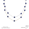 Collier, sautoir, lapis-lazuli en cube parsemée sur une chaîne plaqué or ou argent, pierre naturelle bleue, création by Alicia