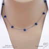 pierre lapis lazuli collier ras de cou en argent massif rhodié ou plaqué or fait à la main sur mesure en France