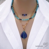 bijoux artisanaux collier ras du cou créateur en pierre naturelle bleue lapis-lazuli fait sur mesure à la main en France