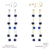 pierre lapis-lazuli boucles d'oreilles bleues longues femme plaqué or ou argent raffinées délicates fait à la main en France